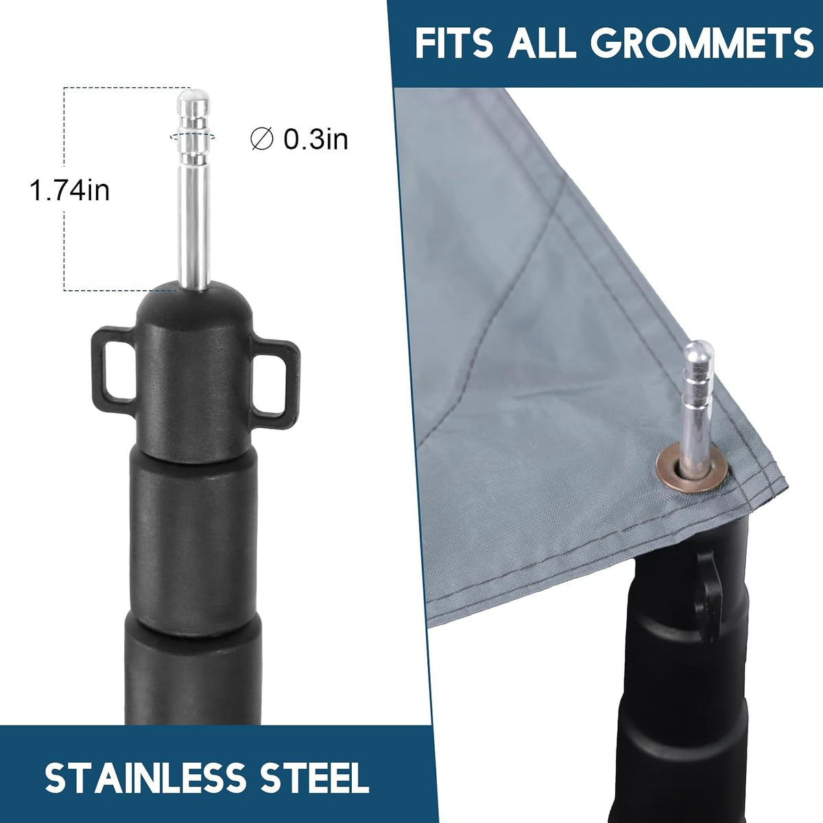 GEEWAY Tarp Poles for Camping, 10FT 2 Pcs Telescoping Black