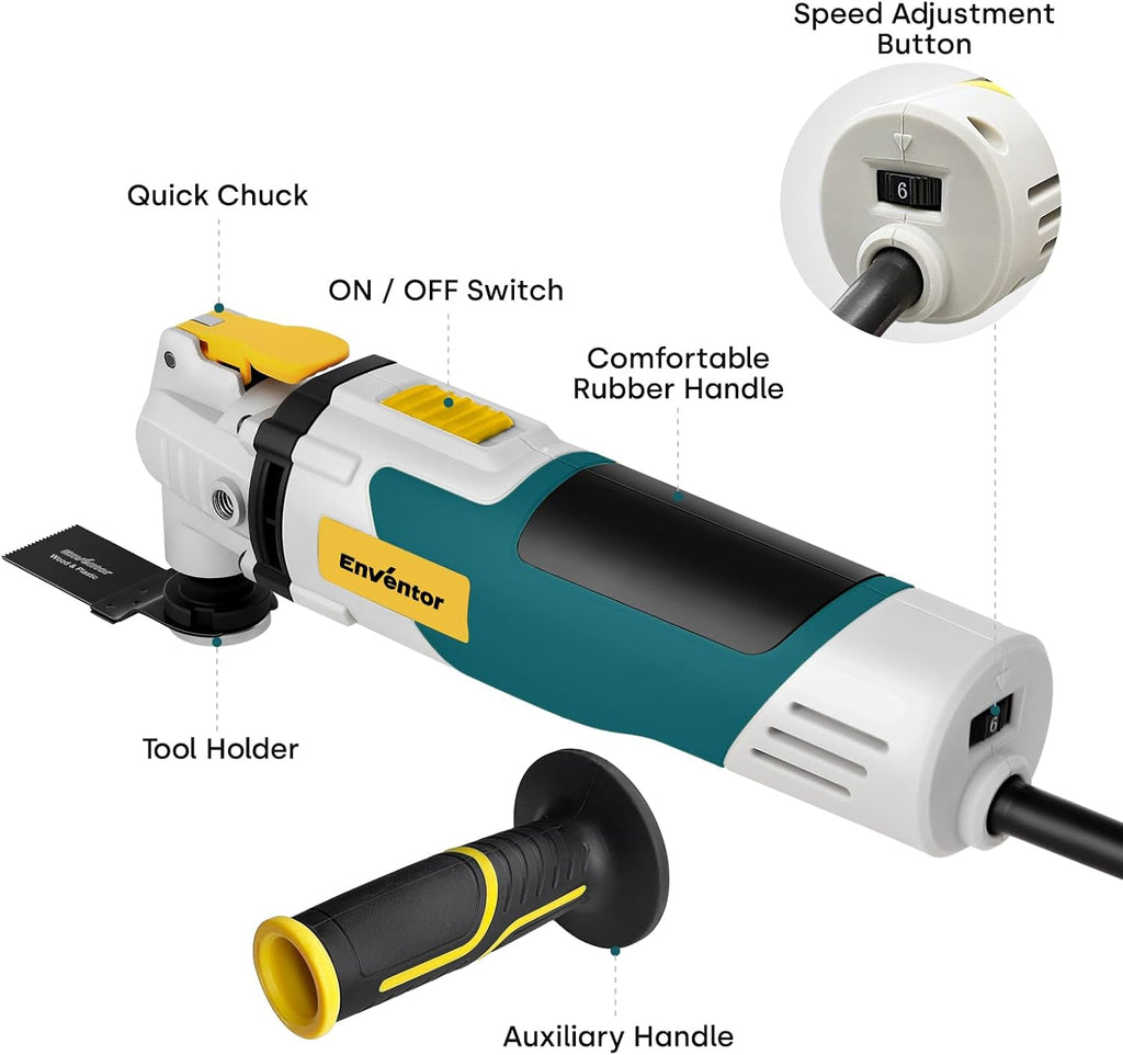 Enventor Oscillating Tool with Tool-Free Change, 260 W, 43 Accessories