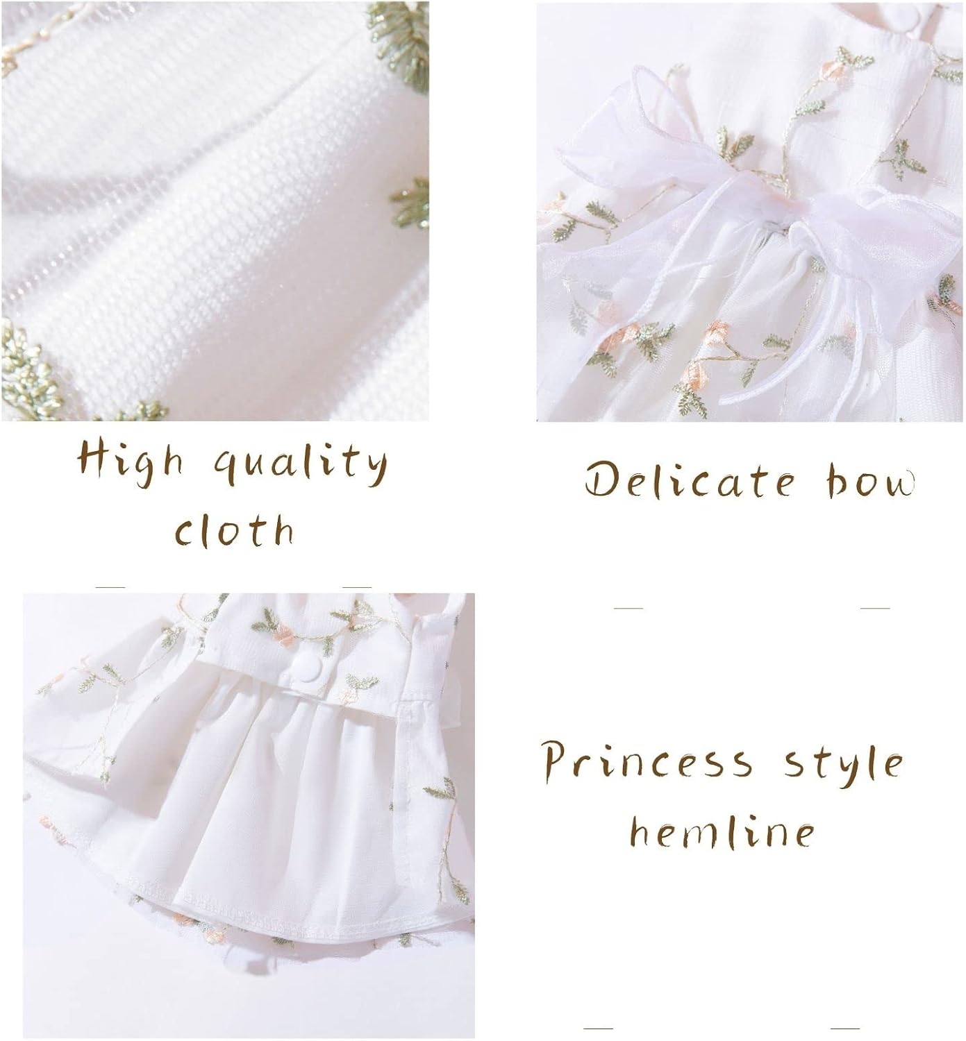 Dog Princess Dress Outfit Puppy Skirt Lace Shining Embroidered Bowknot Pet Clothes for Wedding Birthday Party Cat Apparel XX-Large