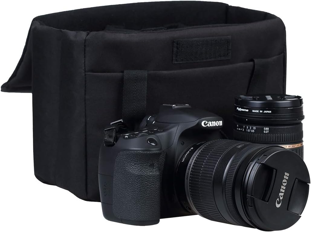 Camera Inserts Lens Padded Insert Liner DSLR SLR Protective Bag Camera Cube Roomy Case Waterproof Foldable pouch for Camera Lens Accessories Sony Canon Nikon Olympus (Black)
