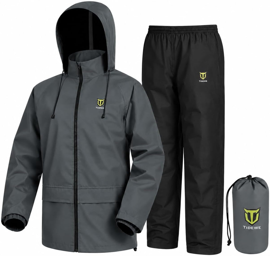TIDEWE Rain Suit for Men, Waterproof Lightweight 2-Piece Rain Gear