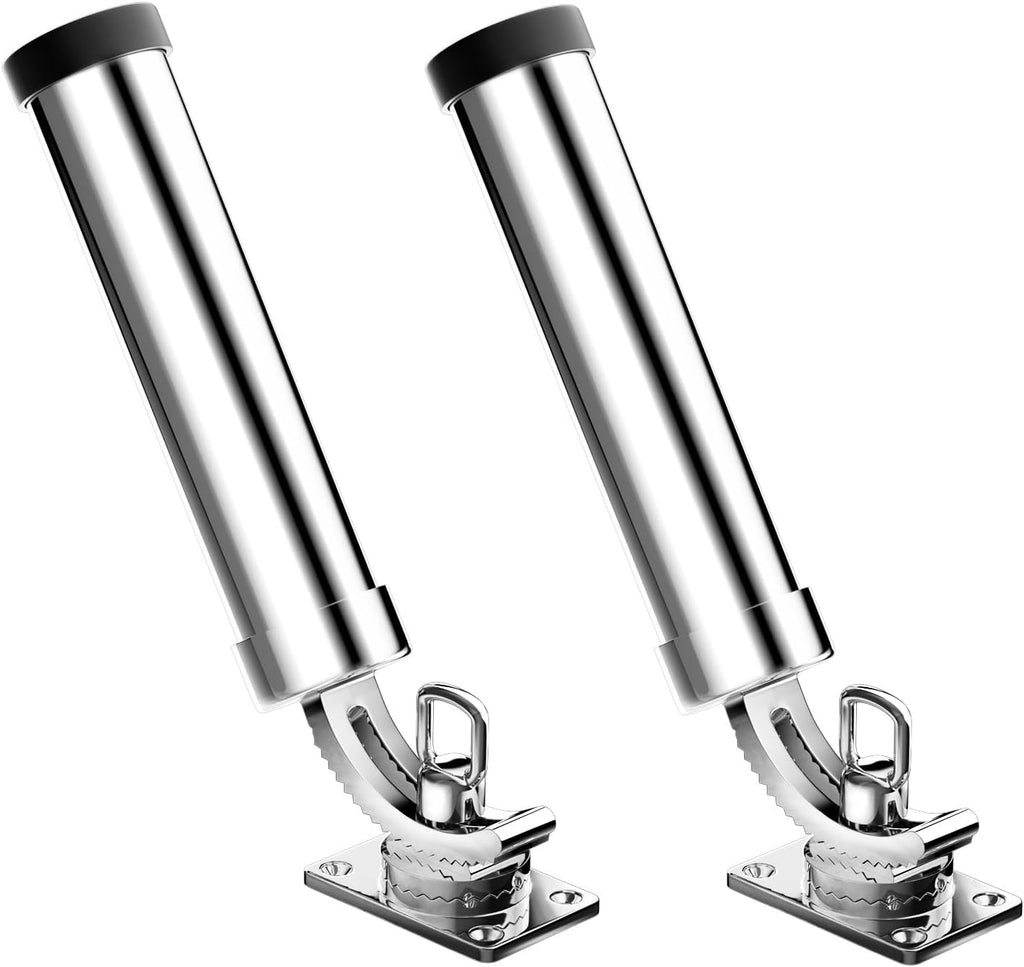 Rod Holders for Fishing Boat，2 Pack 316 Stainless Steel 360 Degree Adjustable Deck Flush Mount Fishing Rod Pole Holder for Marine Boat Yacht
