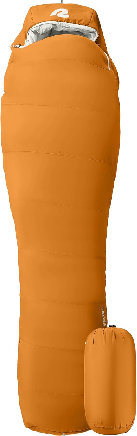 Retrospec Dream Mummy Sleeping Bag - 5, 15, & 30°F Cold Weather Camping & Travel Essential Gear with Water - Resistant Shell & Synthetic Fill - Zippered Pocket & Stuff Sack