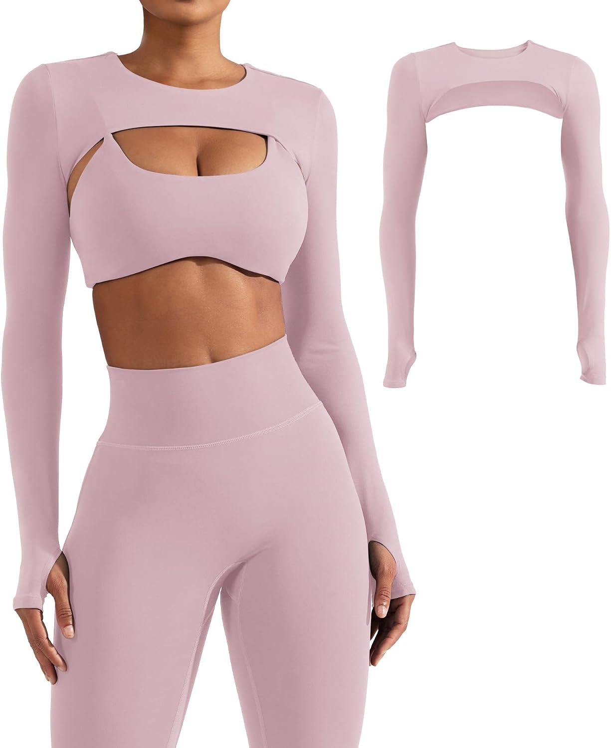 YEOREO Women Crop Top Long Sleeve Bolero Open Front Workout Cropped Shirts Sports Shrug