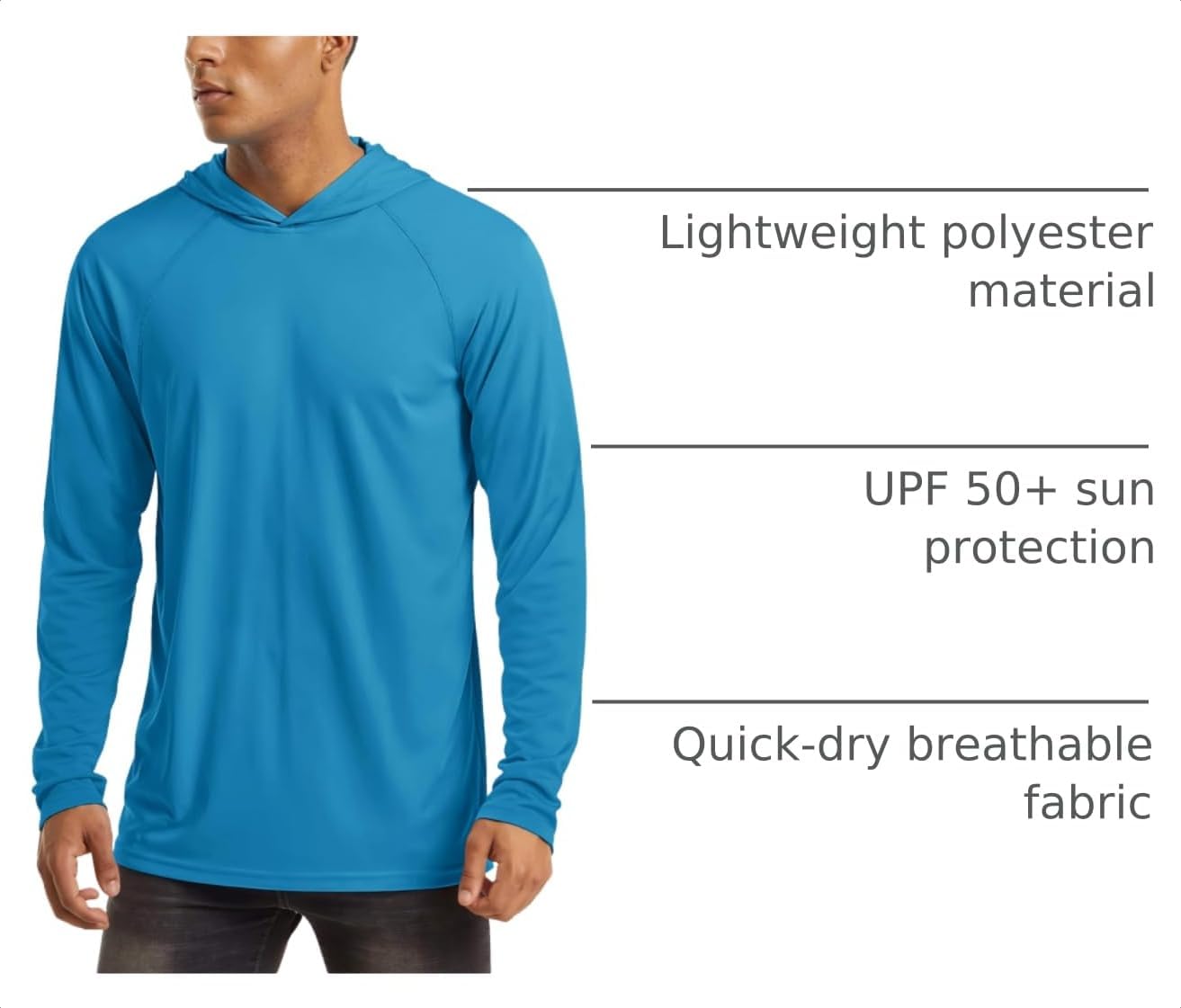 MAGCOMSEN Men's Hooded UPF 50+ Sun Protection T Shirts Long Sleeve Athletic Fishing Shirts Rash Guards