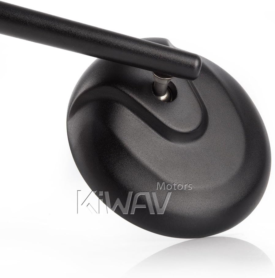 KiWAV Motorcycle Mirrors Aluminum Retro 4 Inches Round Matte Black Convex 10mm 5/16 Inches Bolts Pack of a Pair