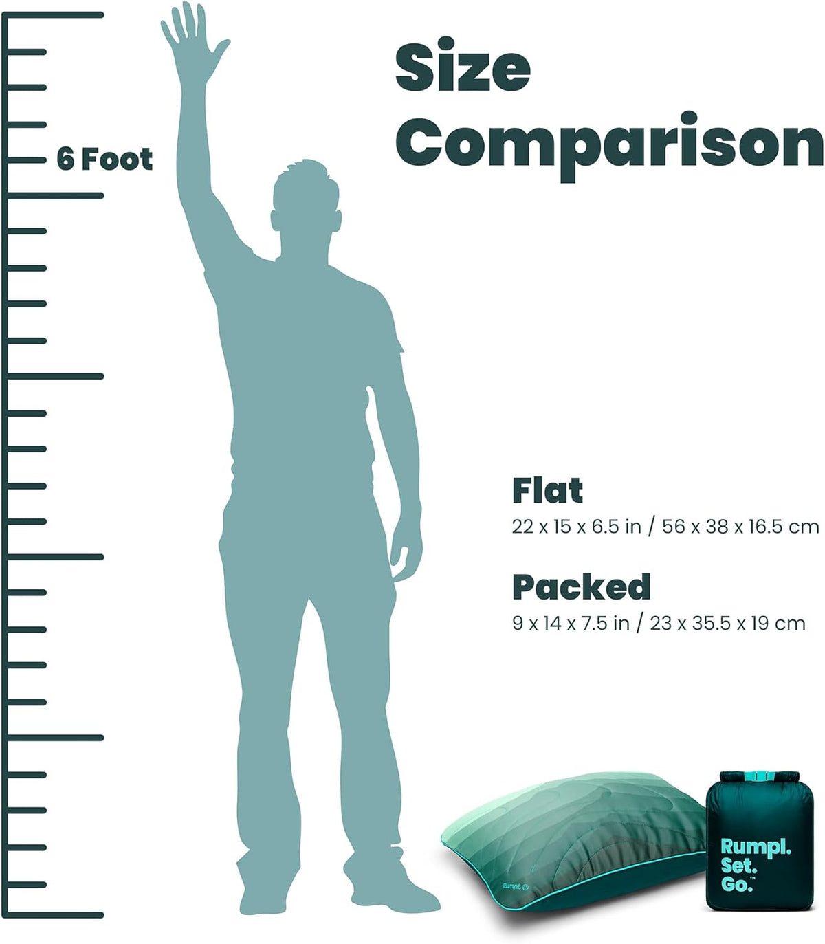 Rumpl Camp Pillow - Packable, Adjustable Comfort, Cascade Fade