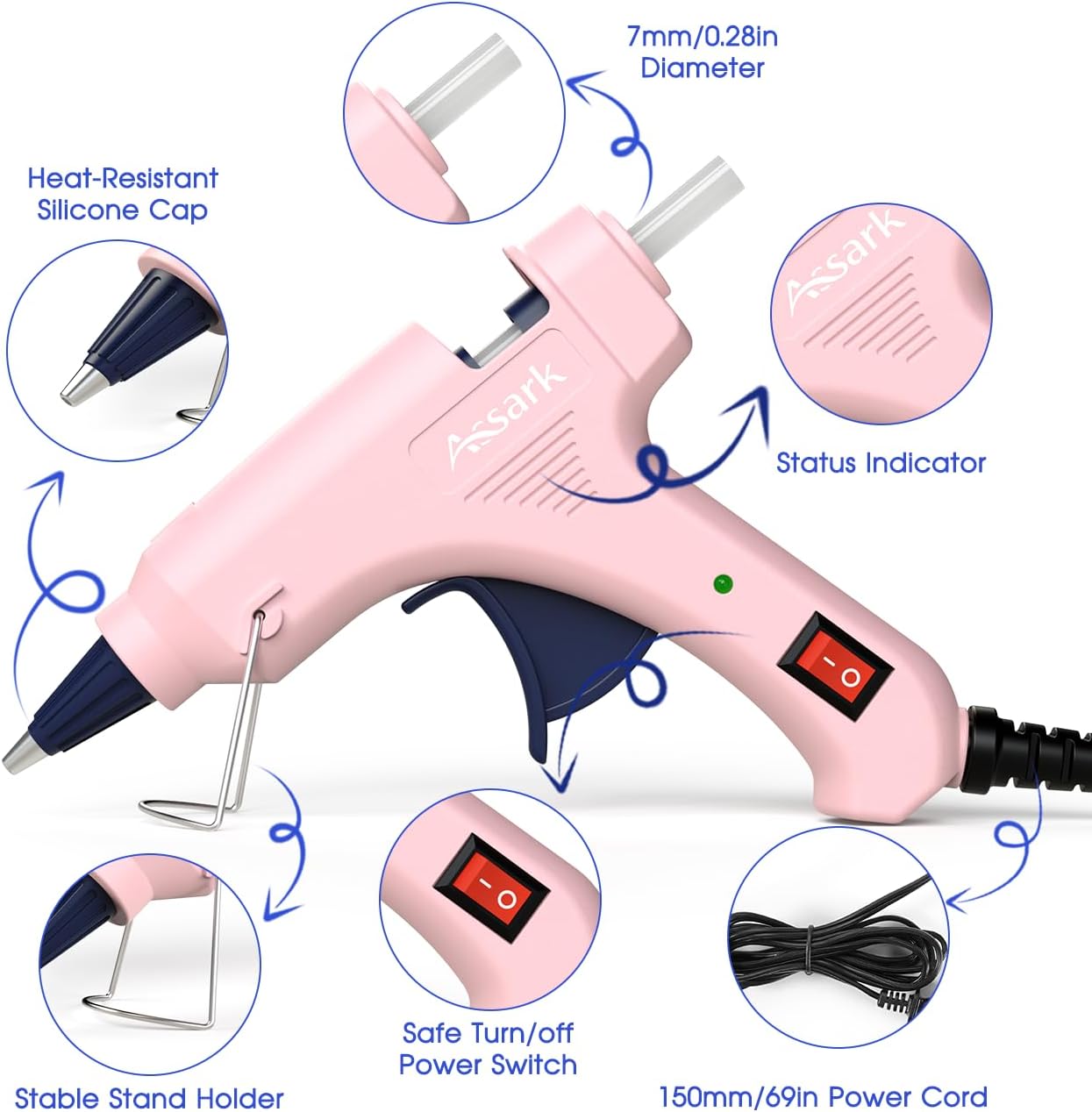 Assark 30W Mini Hot Glue Gun Kit with 30 Glue Sticks