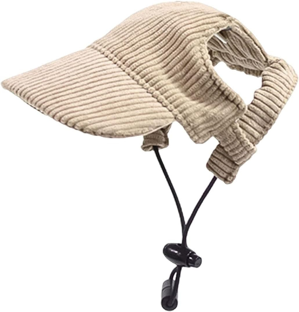 Dog Baseball Cap, Dog Cat Summer Beach Visor Hat with Ear Holes, Adjustable Puppy Sunbonnet Headdress (Khaki, X-Large)
