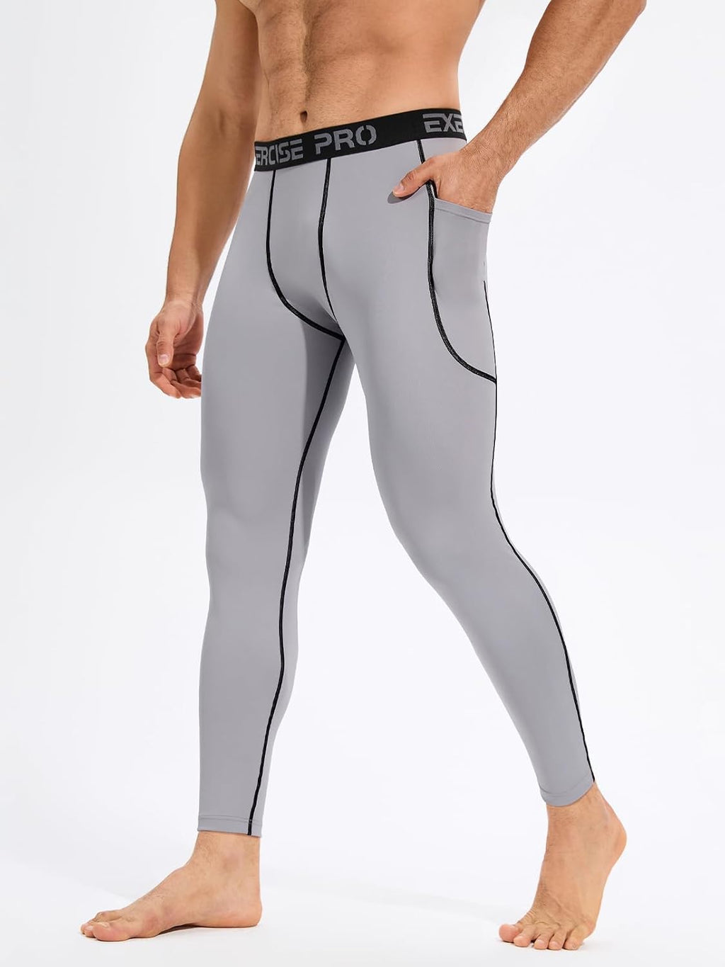 4 Pack Men’s Compression Pants Running Tights Workout Leggings for Men Athletic Base Layer Bottoms with Pockets