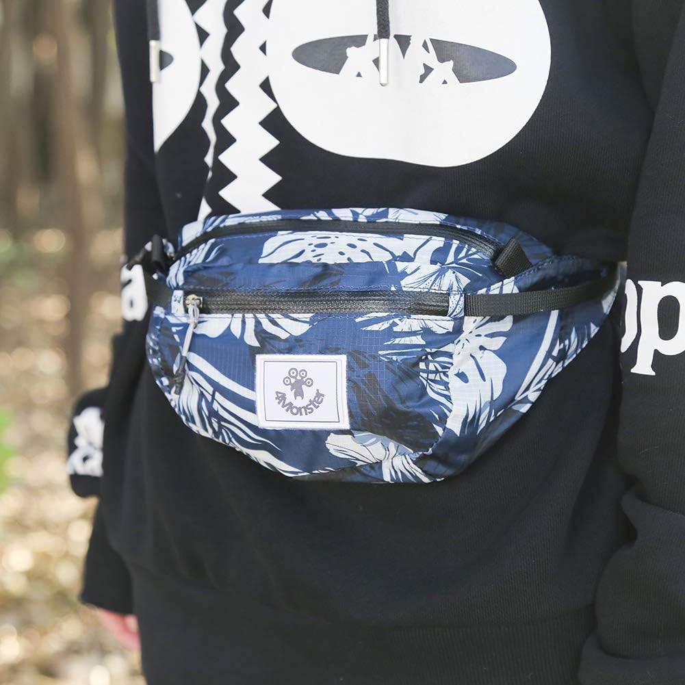 4Monster Hiking Waist Packs Portable,Water Resistant Fanny Bag with Adjustable Strap,Lightweight Crossbody Chest Bag Slim Bag