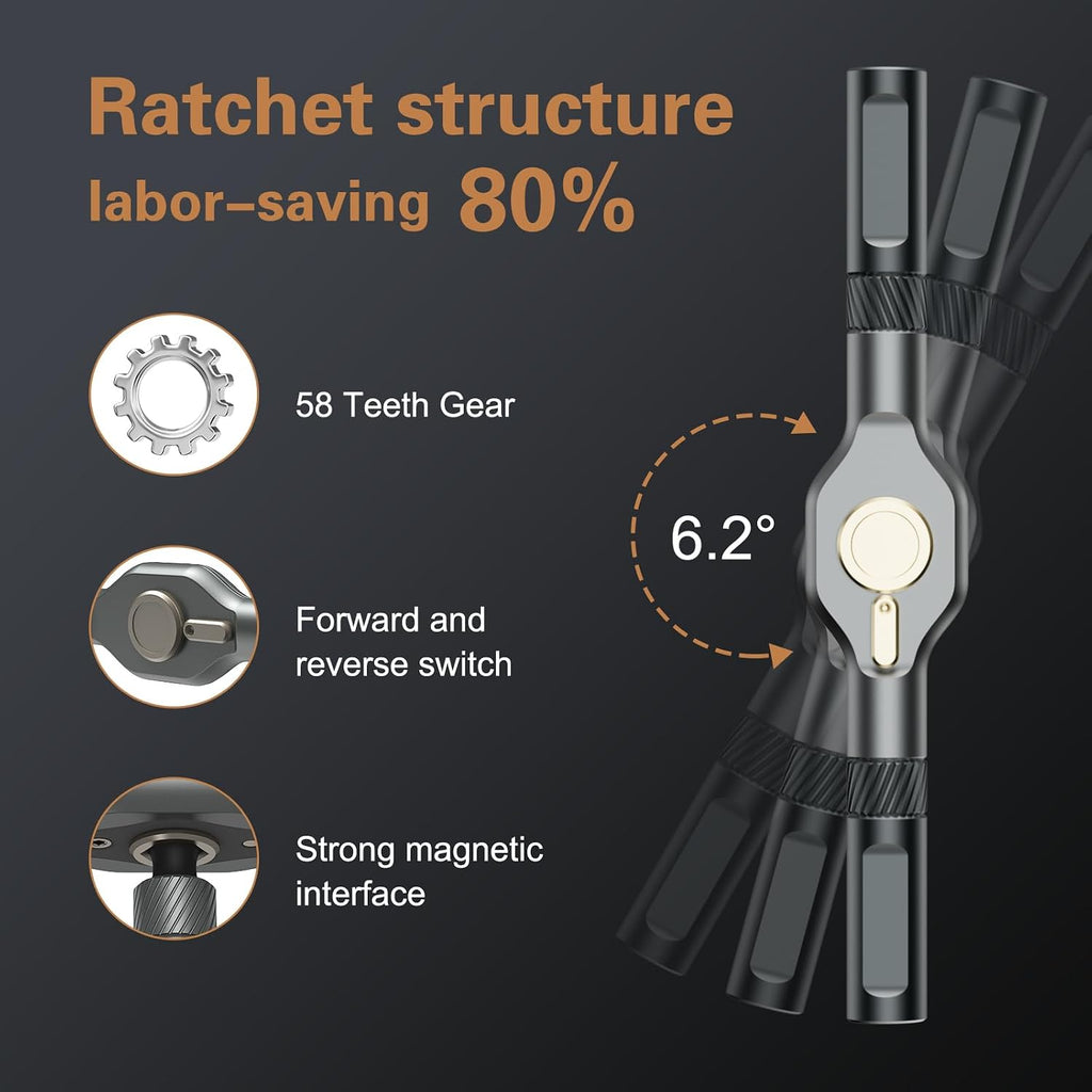 Bomivoi 24 in 1 Magnetic Screwdriver Set, DIY Ratchet Screwdriver Set, Multi Bit Magnetic Drive Set with Detachable Ratchet Handle, Portable Precision Repair Tool Kit for Furniture Computer Bicycle