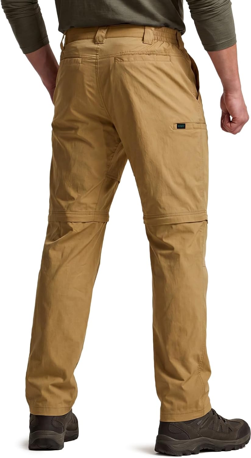 CQR Men's Convertible Cargo Tactical Pants, Water Resistant Outdoor Hiking Pants, Zip Off Lightweight Stretch Work Pants
