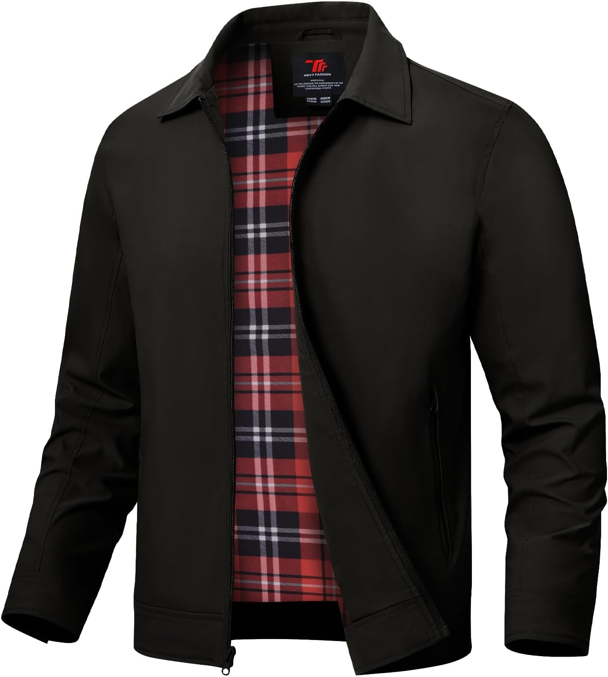 TBMPOY Mens Lightweight Jackets Light Windbreaker Full Zip Casual Work Jacket Golf Business Fall Track Coat with Pockets