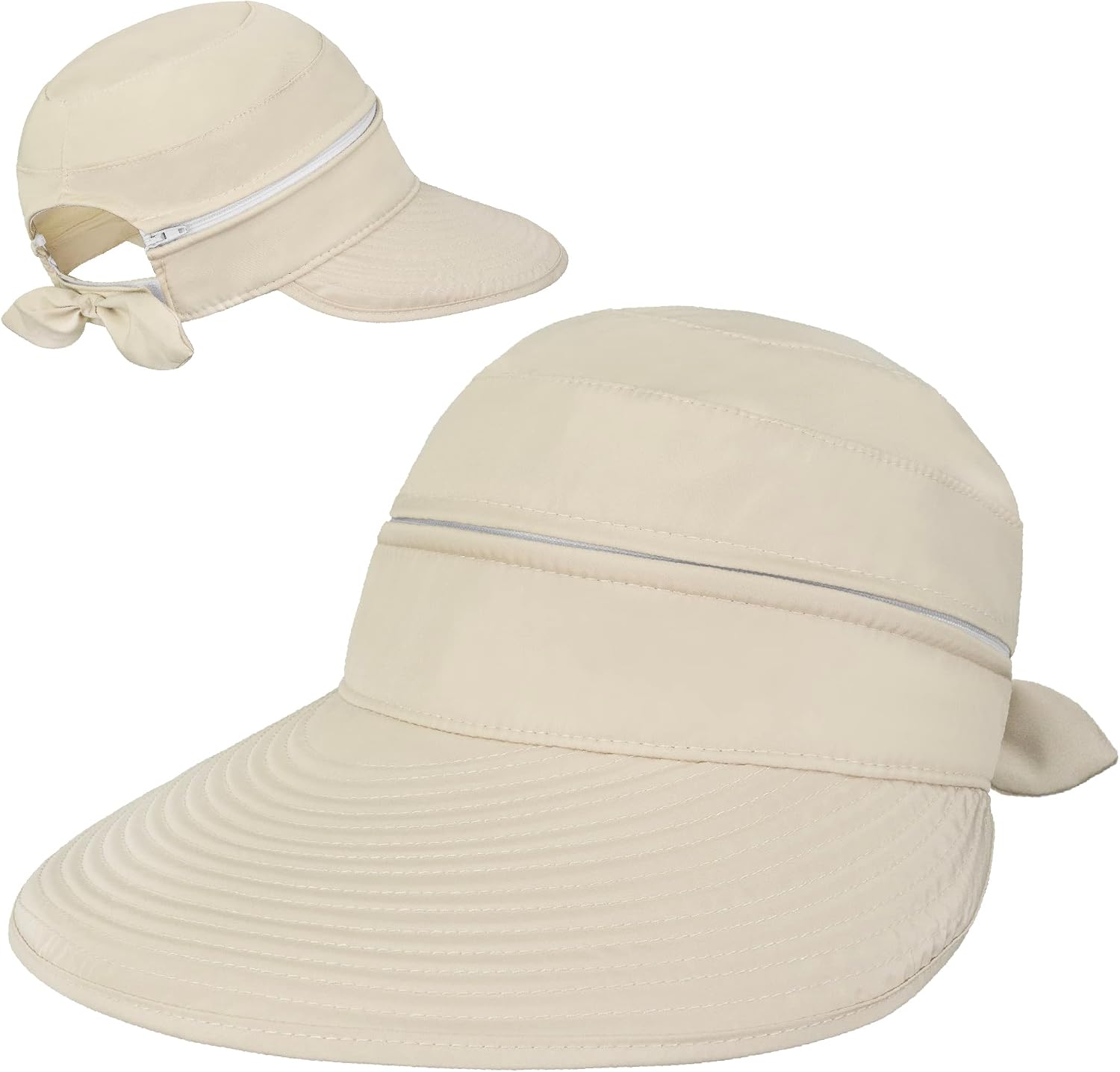 SUN CUBE Womens Sun Hat UV Protection Wide Brim Zip-Off Golf Visor