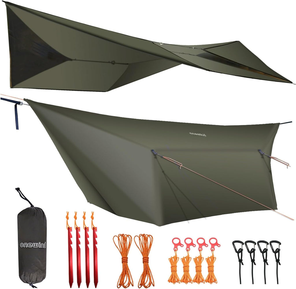 Onewind 10×10ft Waterproof Camping Tarp, Ultralight Silnylon Tarp Shelter