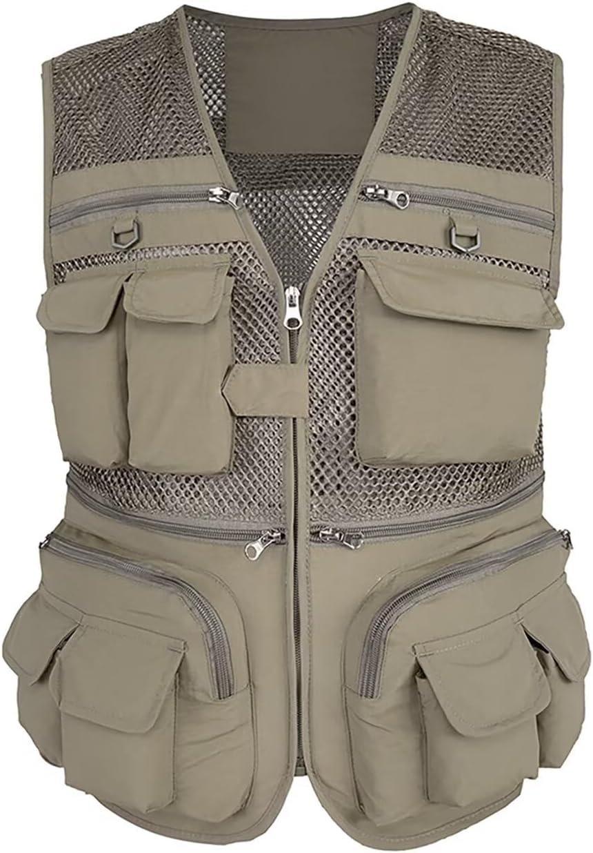 Spanye Mens Fishing Hunting Vest Outdoor Travel Utility Vest Tactical Work Jacket Multi Pocket