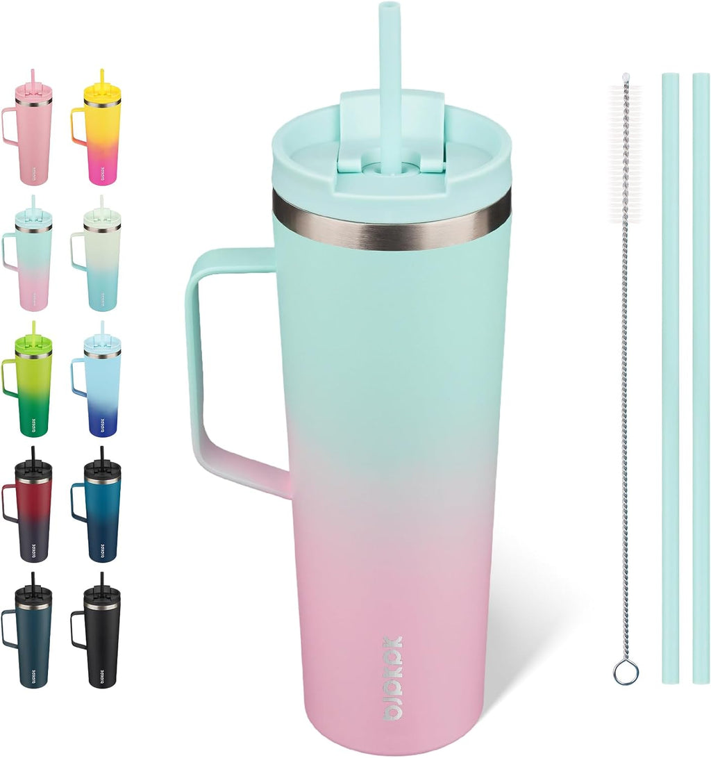 BJPKPK 30oz Insulated Tumbler with Handle, Lid & Straw, Stainless Steel
