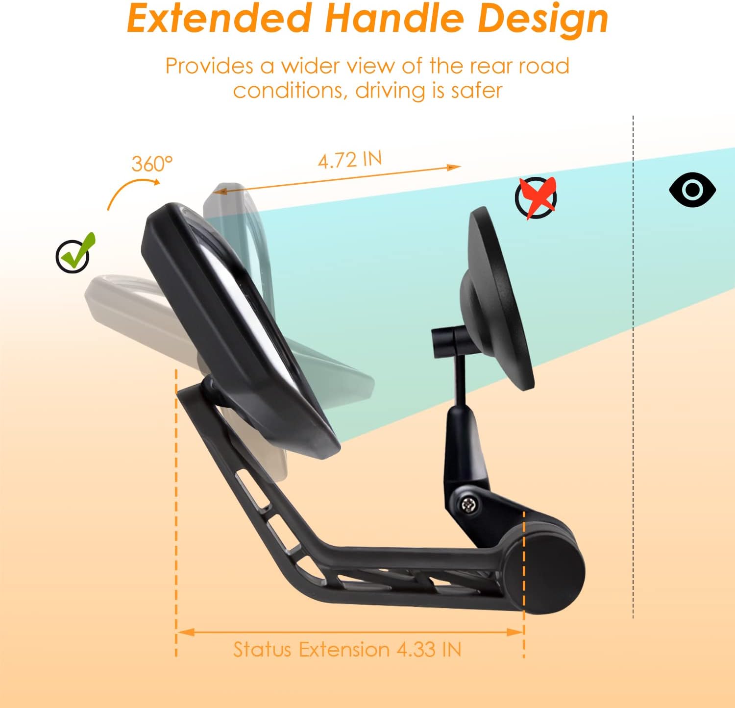 Arkham Bike Mirror for 0.59-0.65" Diameter Handlebar HD Bar End Bicycle Mirror Auto-Grade Glass fits Thickened Automotive Grade Glass for Handlebar E-Bike (Pentagonal Pair)