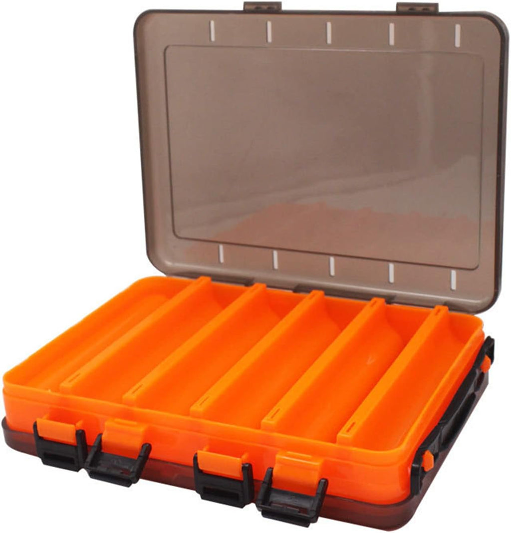 Double-Sided Fishing Lure Hook Tackle Box Visible Hard Plastic Clear Fishing Lure Bait Squid Jig Minnows Hooks Accessory Storage Case Container (Clear-14 Slots)