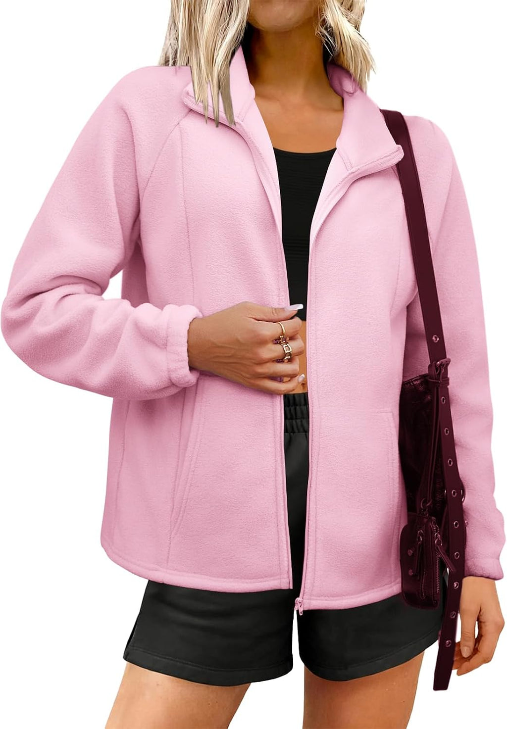 UEAL Womens Zip Up Fleece Jacket