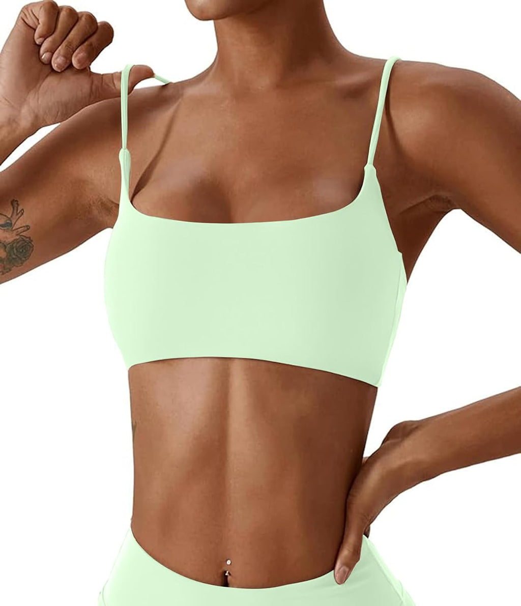Comper Women's Sports Bras Wirefree Racerback Workout Bras Sexy Thin Straps Yoga Sport Bras with Removable Pads