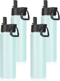 Neihepal 22 oz Insulated Water Bottles Bulk, Double Walled Vacuum Stainless Steel Water Bottle Multipack with Leak Proof Straw Lid for Men, Adults, Kids, Gym, Sports (Fog,4 Pack)