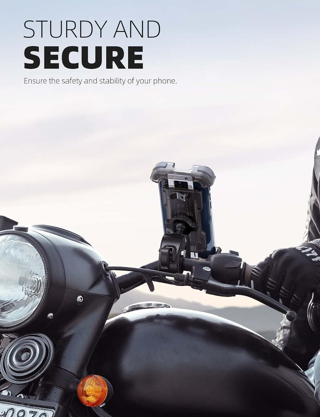 Lamicall Motorcycle Bike Phone Holder with Upgrade Quick Install Bar Clip