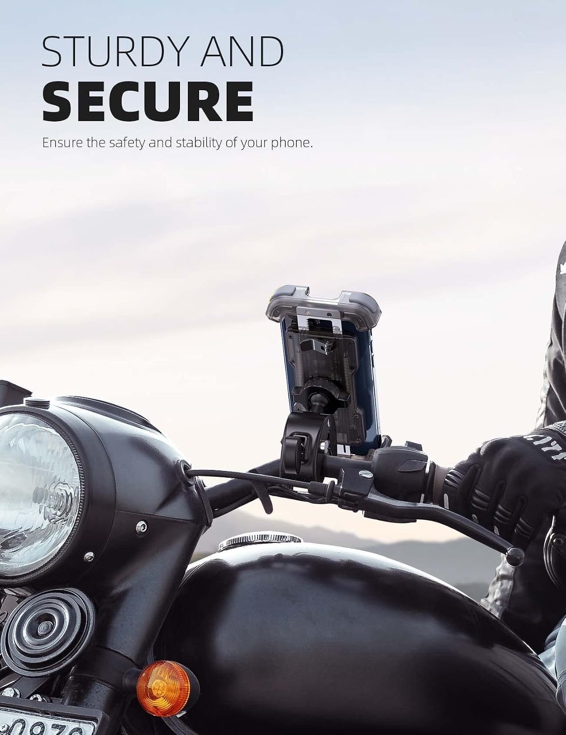 Lamicall Motorcycle Bike Phone Holder with Upgrade Quick Install Bar Clip