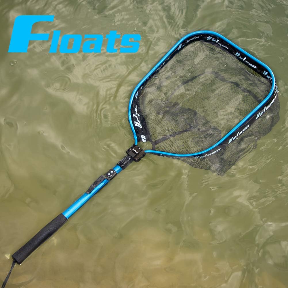 YVLEEN Floating Fishing Net - Folding Fishing Landing Net with Rubber Coating Mesh for Easy Fish Catch and Release, Fishing Net for Freshwater and Saltwater
