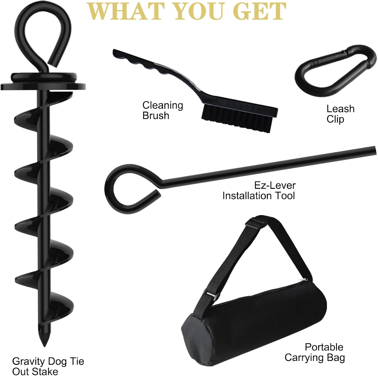 Eurmax USA Heavy Duty Dog Tie Out Stake, No-Tangle In Ground Anchor Runner for Large Dogs up to 210 Lbs - Perfect for Yard, Beach and Camping (Medium,Black)