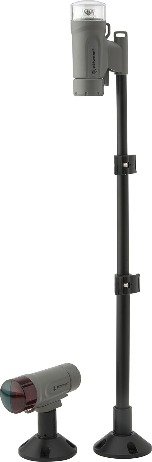 attwood 14190-7 Water-Resistant Portable Clamp-On LED Light Kit with Marine Gray Finish