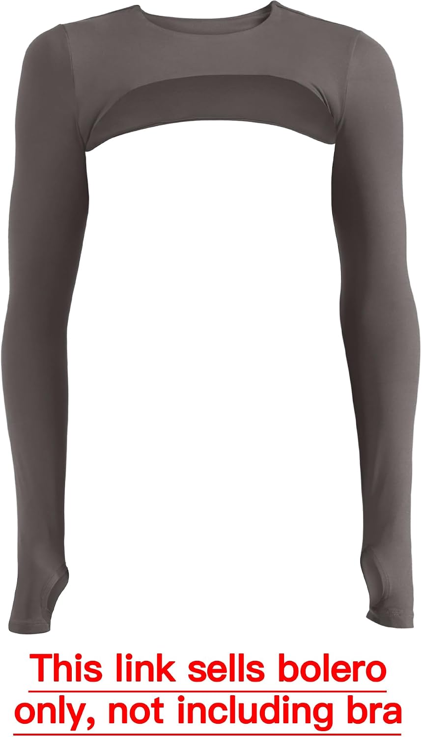 YEOREO Women Crop Top Long Sleeve Bolero Open Front Workout Cropped Shirts Sports Shrug