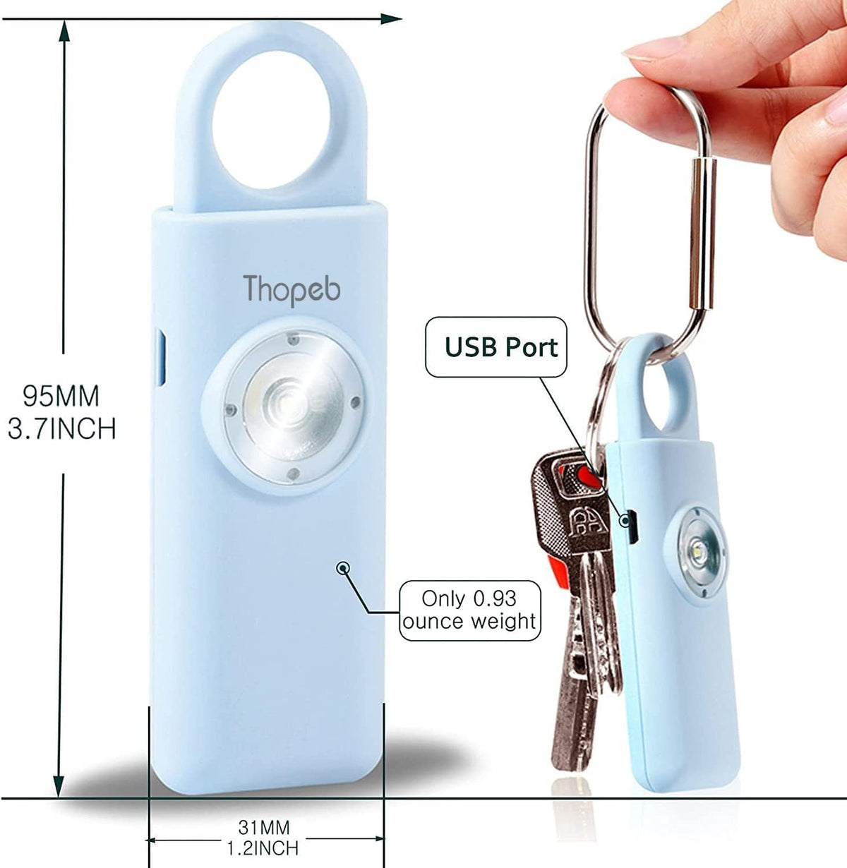 Thopeb Personal Safety Alarm for Women – Upgraded Rechargeable