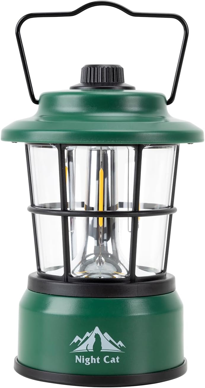 Night Cat LED Camping Lantern: Portable Outdoor Light for Camping Hiking Fishing Picnic Emergency 4xAA Battery Powered (Not Included)