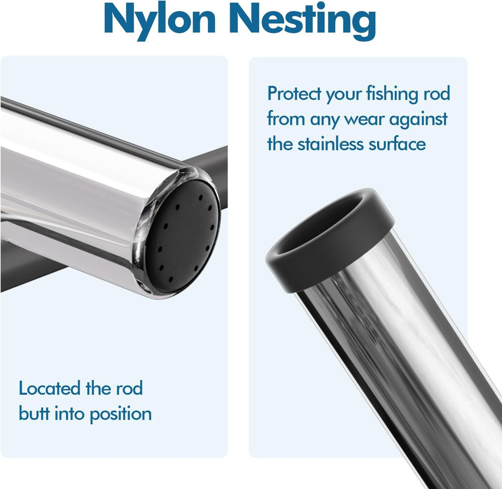 Fishing Rod Holder for Boat ,Stainless Steel 316 Rail Mount Clamp Fishing Rod Holders Marine Grade 360 Degree Adjustable Fishing Rod Holder