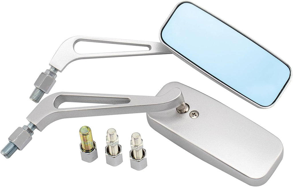 Motorcycle 8mm 10mm Rectangle Rear View Side Mirrors Chrome for Cruiser Chopper Honda Yamaha Suzuki