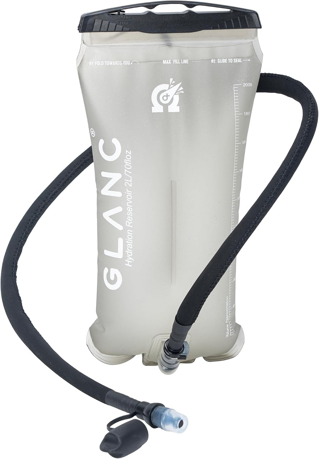 GLANC Hydration Bladder - 2L Water Bladder with Cleaning Kit for Outdoor Hiking Backpack, BPA Free Leakproof Water Reservoir for Hydration Pack, Insulated Hose & High Flow Bite Valve