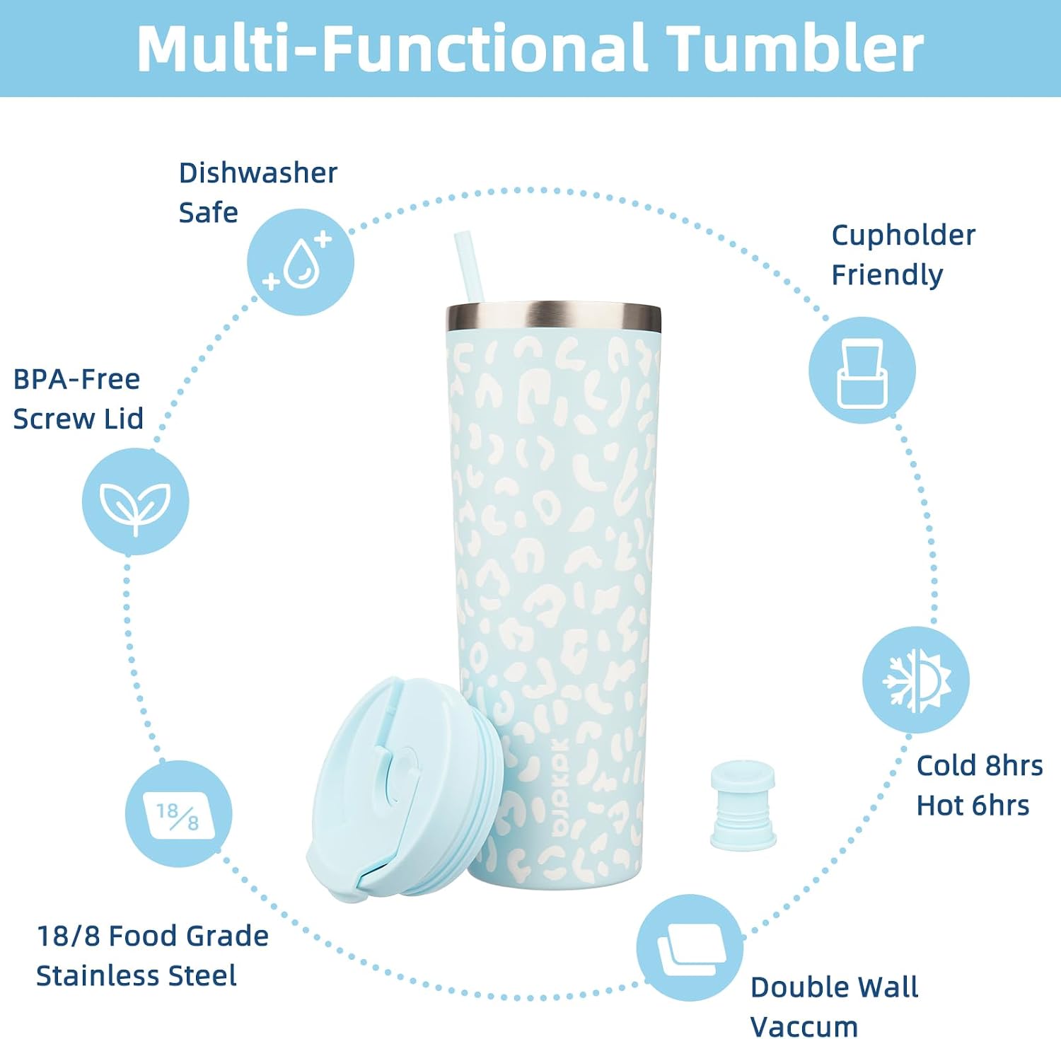 BJPKPK 30 oz Coffee Tumbler with Straw, Insulated Stainless Steel Cup