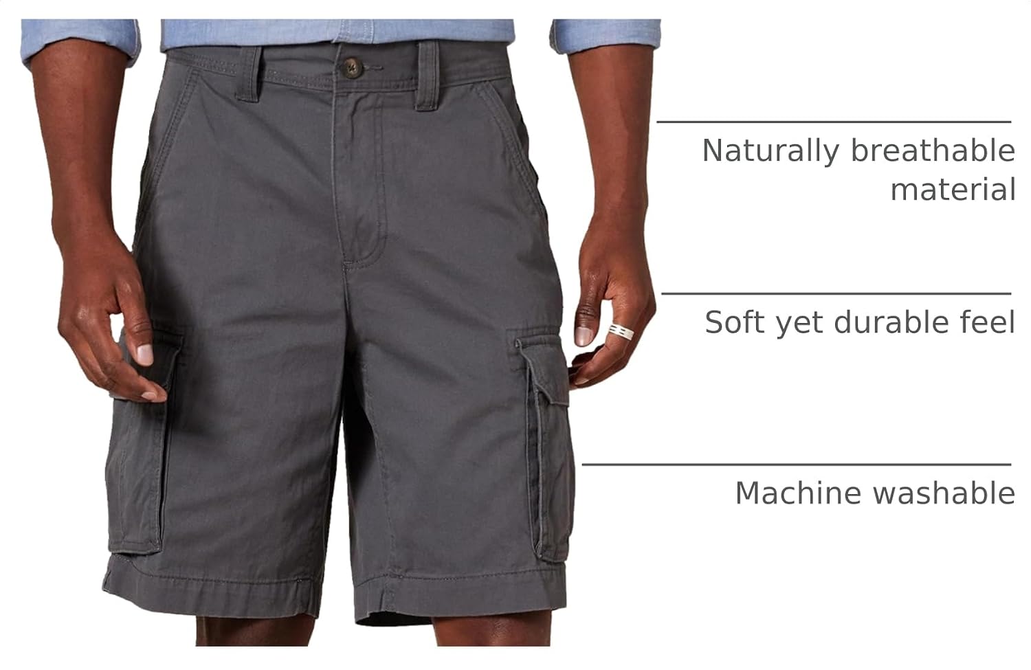 Amazon Essentials Men's 10" Classic-Fit Cotton Twill Cargo Shorts, Multiple Pockets (Available in Big & Tall)