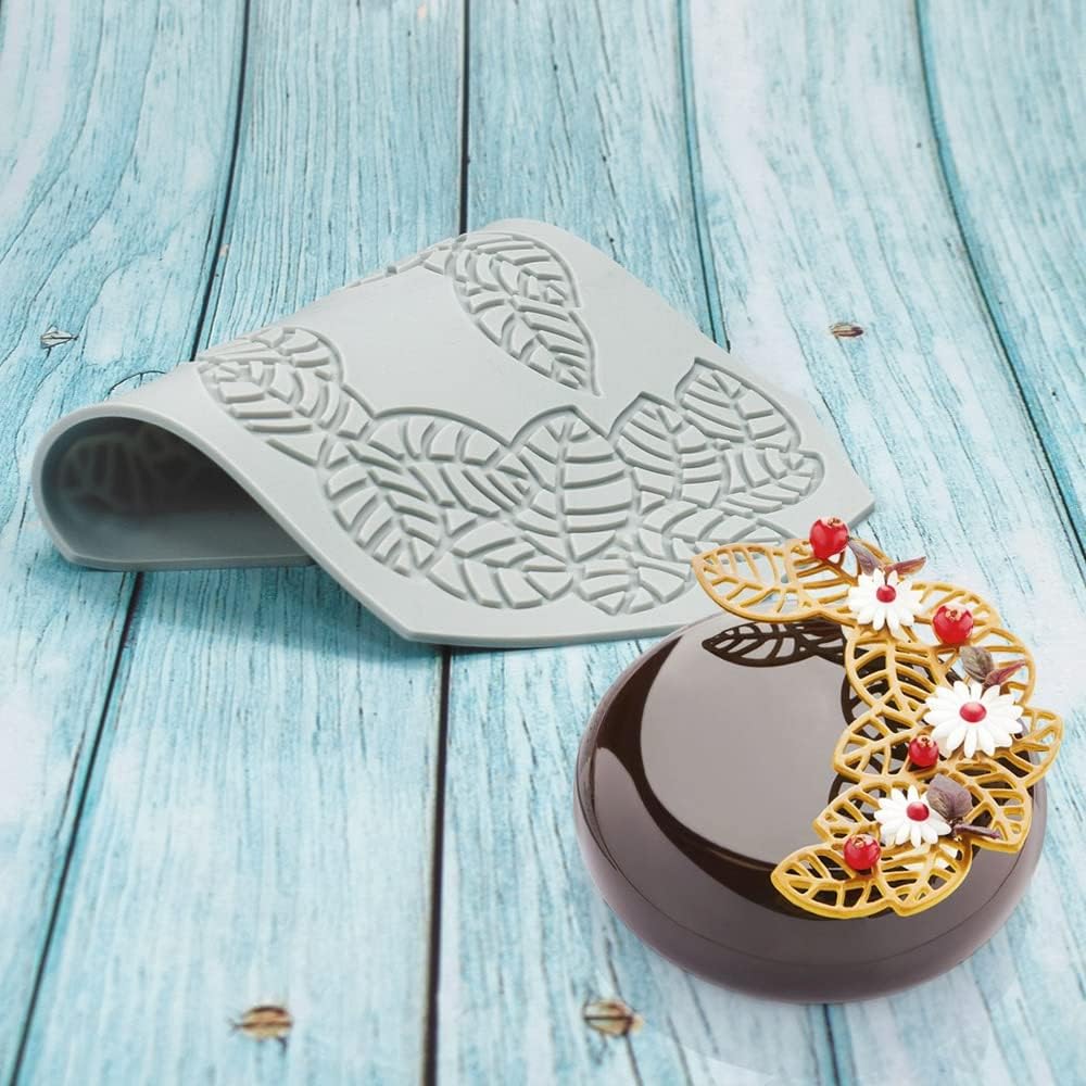 Hollow Leaf Silicone Molds Lover Heart Chocolate Molds Geometry 3D Silicone Mould Chocolate Candy Leaf Mold Sugar Craft Cake Decoration Cupcake Top (H_Leaf_8.12 * 5.68 * 0.12inch)