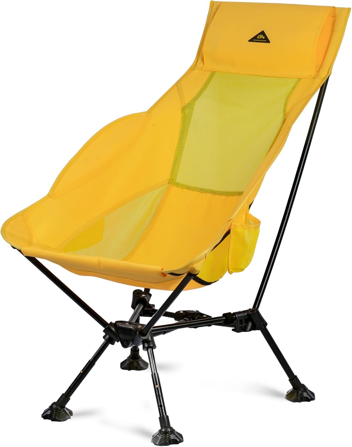 iClimb Ultralight Compact Folding Anti-Sinking Chair, High Back, Yellow