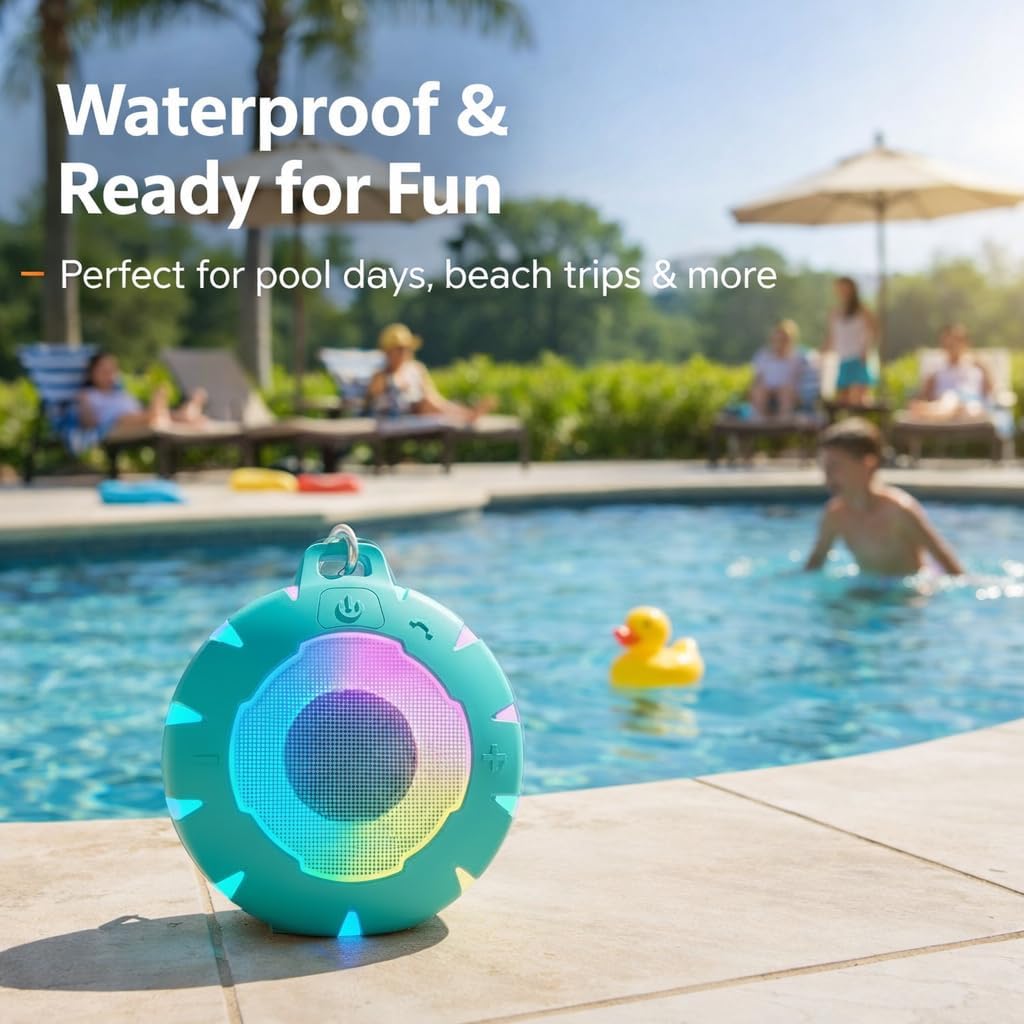 HEYSONG Waterproof Shower Bluetooth Speaker, Durable & Portable with Clear Sound, Ideal for Shower, Pool, Beach & Kayaking – Great Gift for Girls, Women & Men