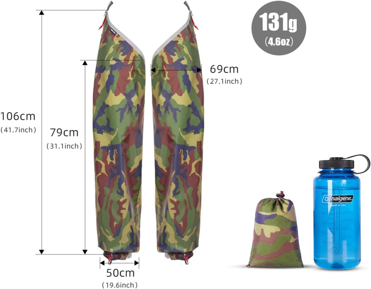 2000mm Waterproof Full Leg Gaiters, Protection for Ankle to Thigh Chaps,ltra-Lightweight Rain Pants