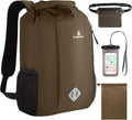 Dry Bag Backpack, 20 L Dry Bag Waterproof with Waist Pouch and Phone Case,Dry bag for kayaking,Marine dry bag for Kayaking, Beach, Rafting, Boating, Hiking, Camping and Fishing (Coffee)