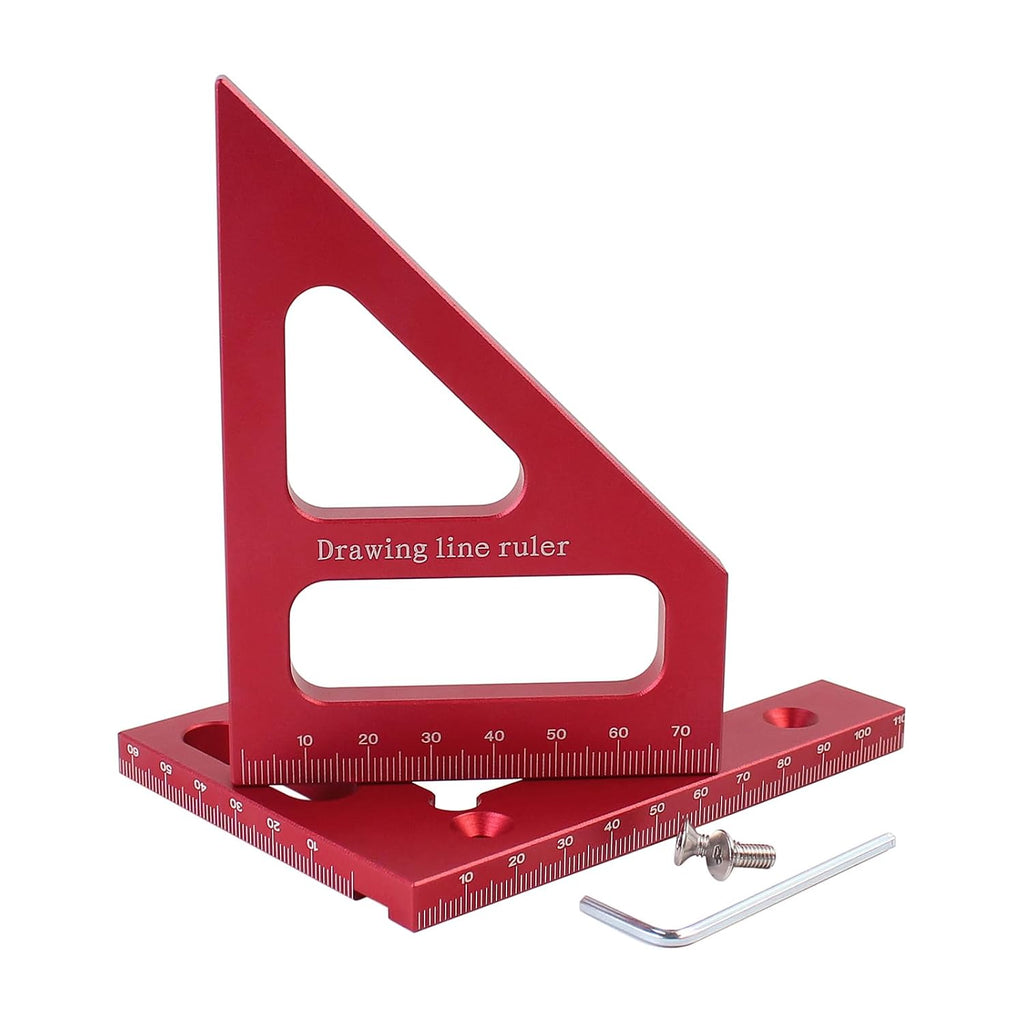 3D Multi-Angle Measuring Ruler,45/90 Degree Aluminum Alloy Woodworking Square Protractor,Drawing Line Ruler, Miter Triangle Ruler High Precision Layout Measuring Tool for Engineer Carpenter,R