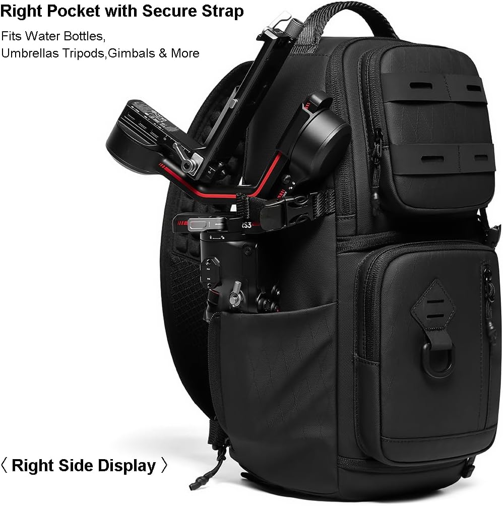 Camera Sling Modular Bag Tactical Photography Backpack with Quick Side Access DSLR SLR Mirrorless Small Camera Lens Crossbody Organizer Case with Tripod Holder for Canon Fujifilm Sony Nikon, Black