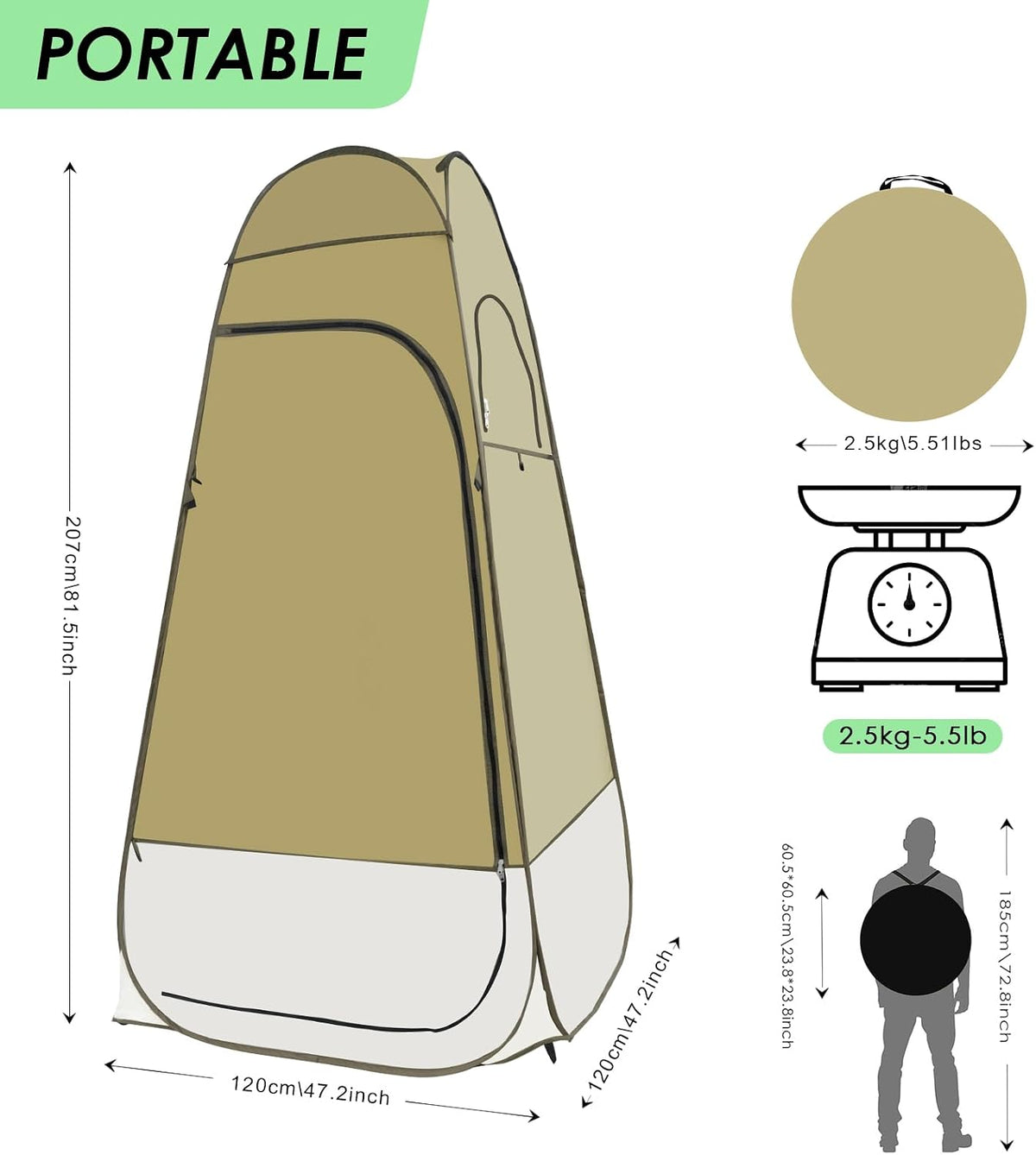 Portable Privacy Tent - Pop Up Shower & Changing Room for Outdoor Camping