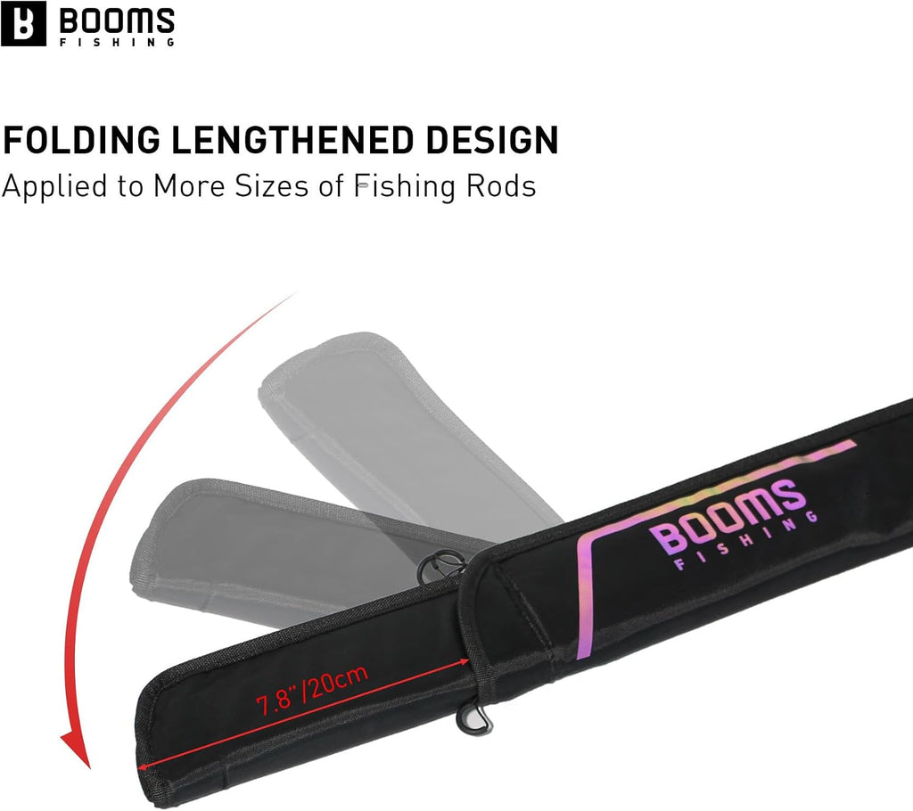 Booms Fishing PB4 5.4ft~6ft Fishing Rod and Reel Case, Folded Nylon Fishing Pole Case, 0.6ft Extended Design Fishing Spinning Rod Bag, Store up to 2~3 Poles with Reels (Not Store Surf Rod Combo)
