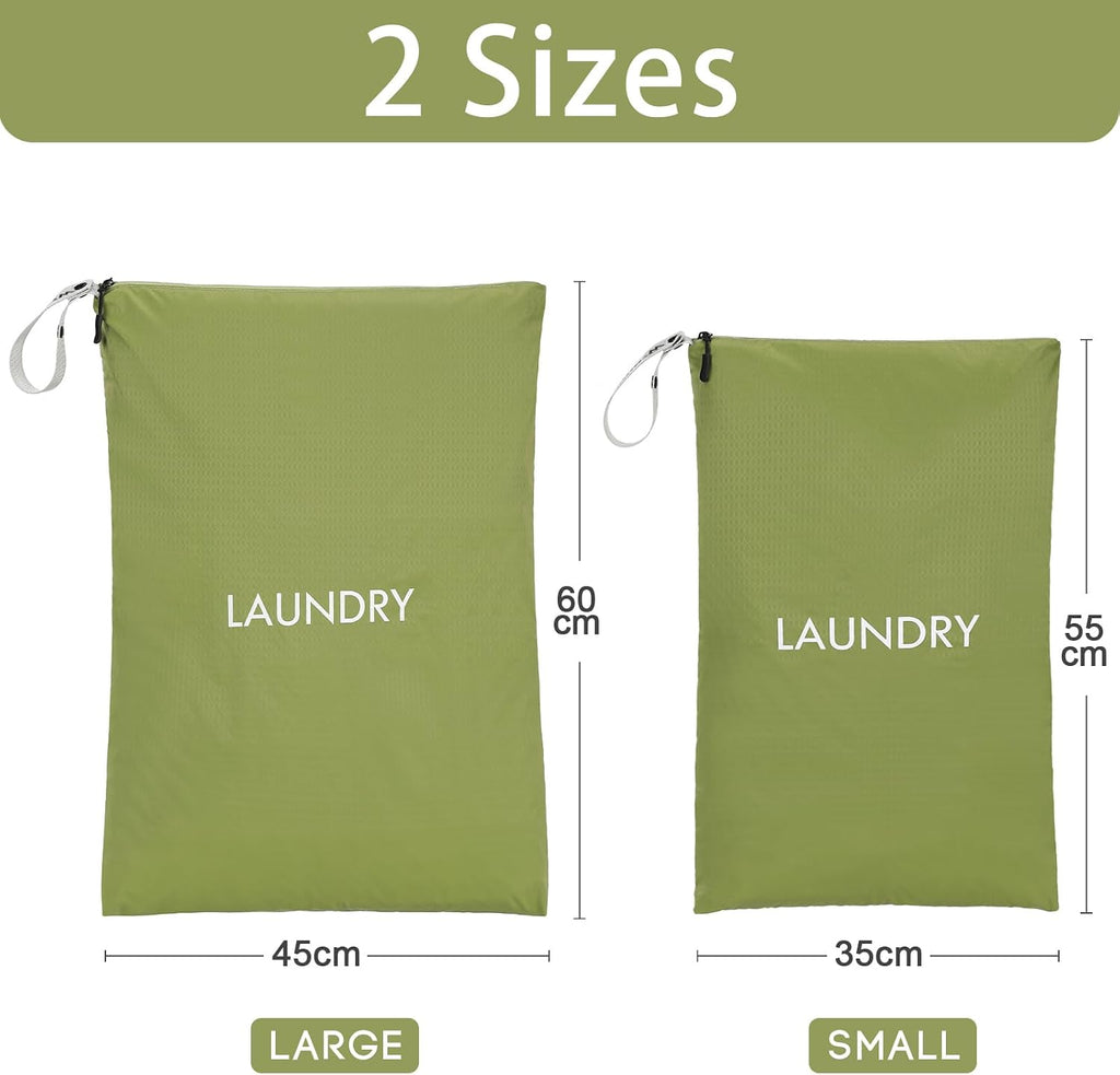 WiseBoy 2-Pack Laundry Bags, Travel Dirty Clothes Bag Zippered with Handle